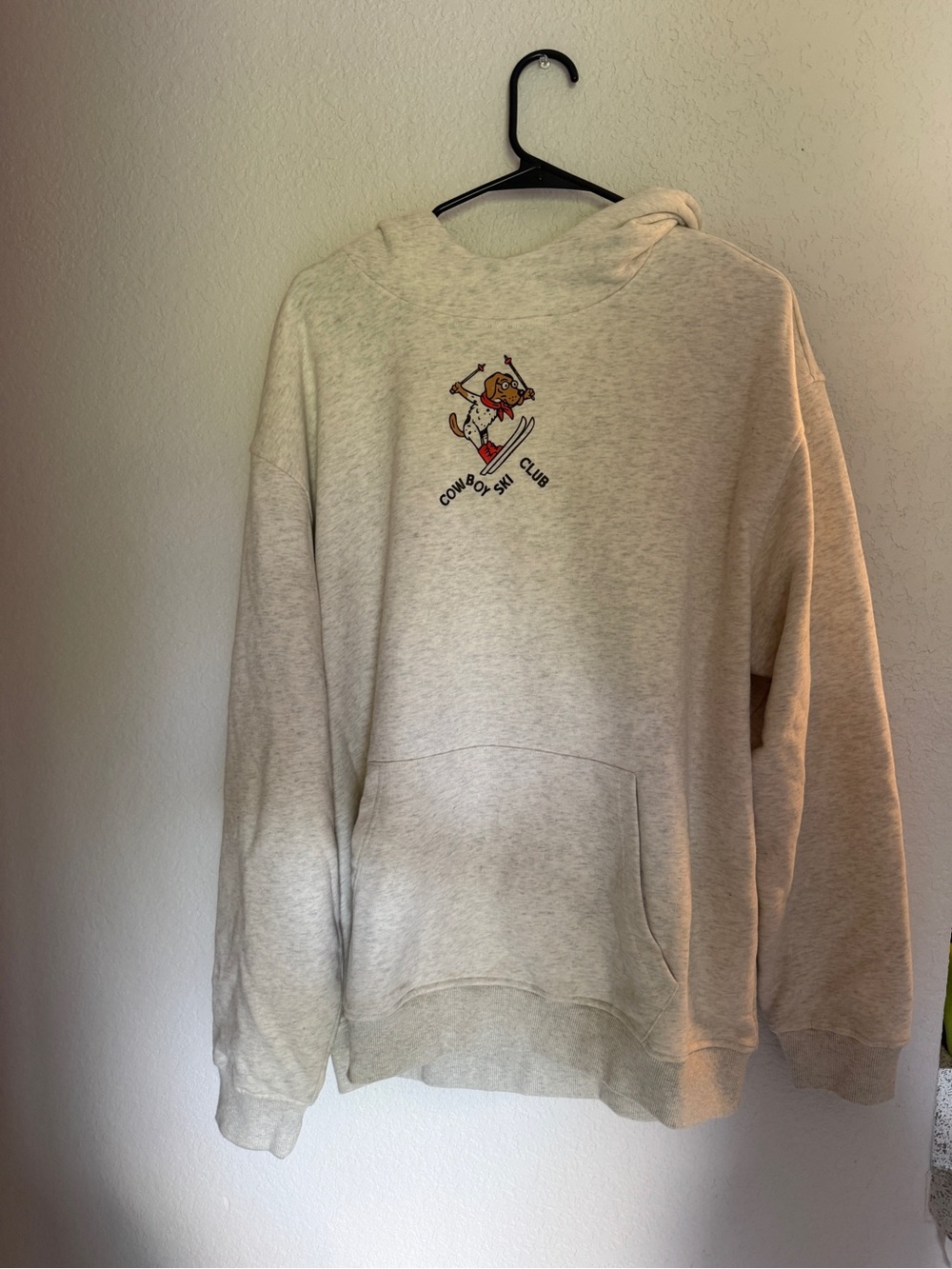 Cream Hooded Sweatshirt with Ski Graphic - Unisex